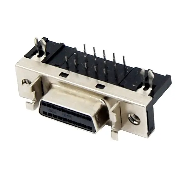 SCSI-II 20Pin Female R/A DIP Type Connector For PCB(SPCC Bracket)