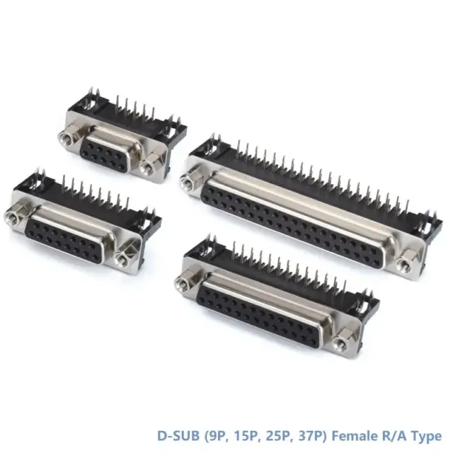 D-SUB Female R/A Type Connector(8.08mm)With 4.8mm Nut(9P, 15P, 25P, 37P)