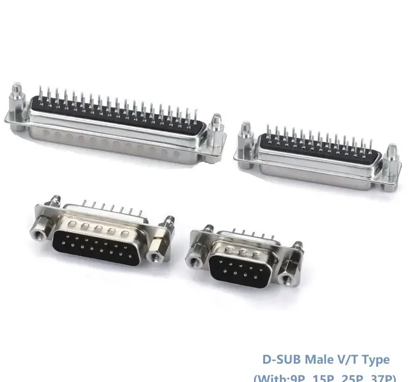 D-SUB Male V/T Type Connector With 5.0mm Nut(9P, 15P, 25P, 37P) — Standard Type For PCB from KINKUO