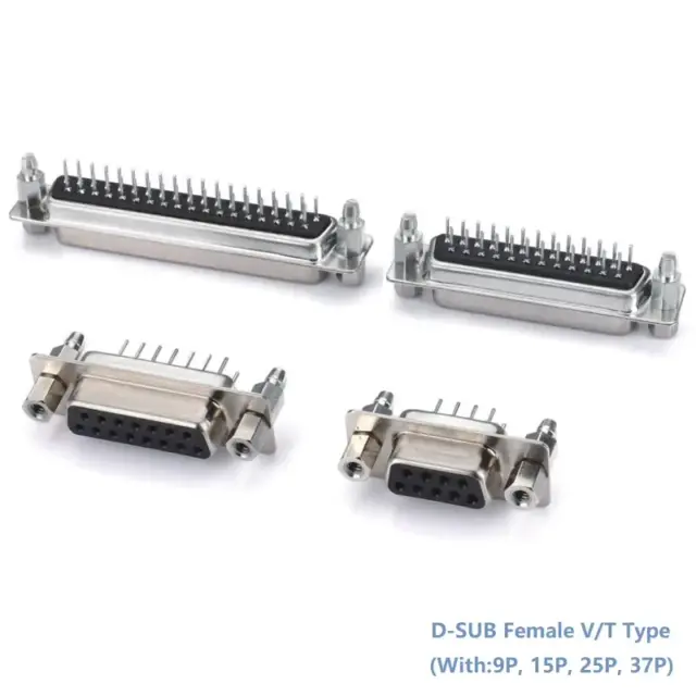 D-SUB Female V/T Type Connector With 5.0mm Nut(9P, 15P, 25P, 37P)