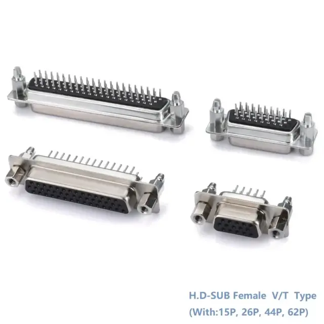 H.D-SUB Female V/T Type Connector With 5.0mm Nut(15P, 26P, 44P, 62P)