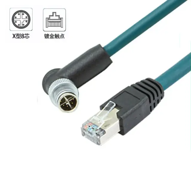 RJ45 to M12 8P X-Coded Industrial Camera Cable