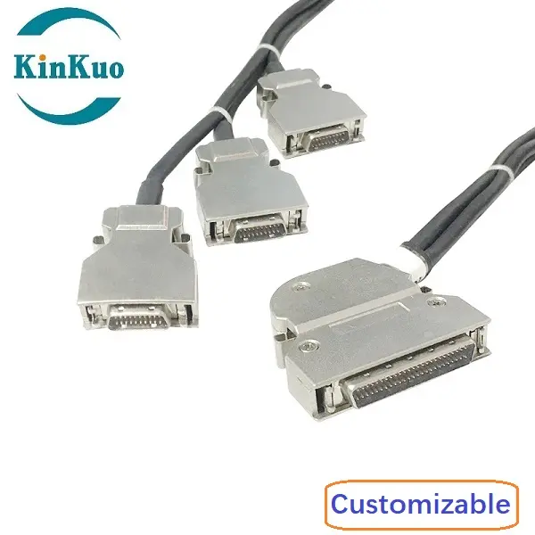 SCSI-II 50Pin Male to 3x20Pin Male Cable ZINC Hood Latch Type