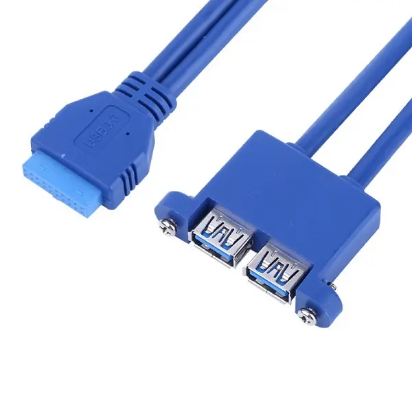 USB 3.0 20P IDC to 3.0 AFx2pcs Dual Cable For Panel Mount