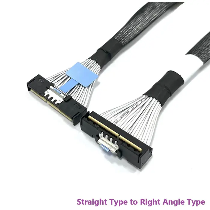 MCIO 16X/124 pos RA-STR Cable For PCIe 5.0 — MCIO Cable from KINKUO
