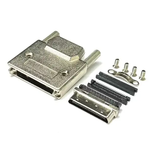 VHDCI 50Pin Male Connector IDC Type Pitch=0.8mm With Metal Hood