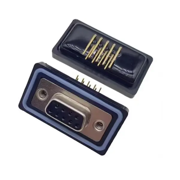 D-SUB 9Pin Female R/A Waterproof Connector for PCB Panel Mount