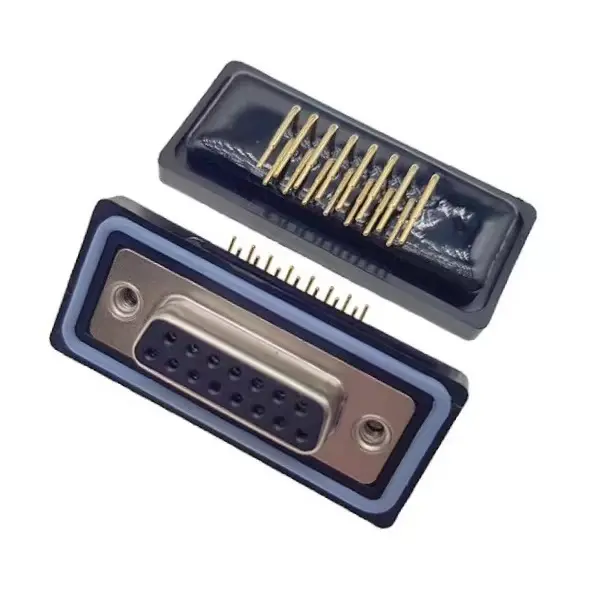 D-SUB 15Pin Female R/A Waterproof Connector for PCB Panel Mount