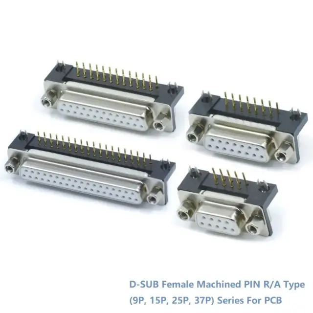 D-SUB Female Machined PIN R/A Type Connector(9P, 15P, 25P, 37P)Series For PCB