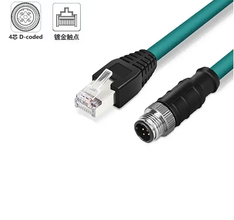 RJ45 to M12 4P D-coded Industrial Camera Link Cable — Camera Link Cable from KINKUO