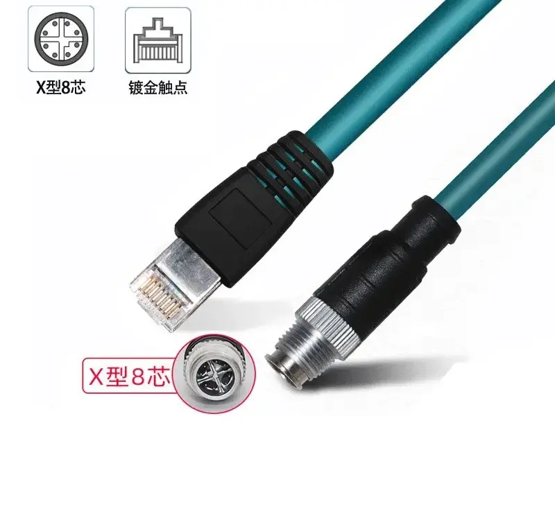 RJ45 to M12 8P X-coded Industrial Camera Link Cable — Camera Link Cable from KINKUO