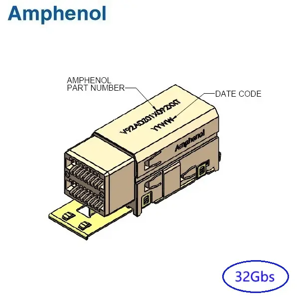 32Gbps SFF-8644 1×1 R/A SMT Connector