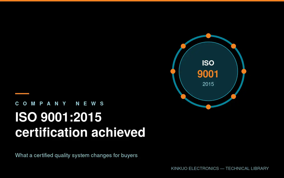 KINKUO Obtains ISO 9001:2015 Certification — KINKUO technical guide